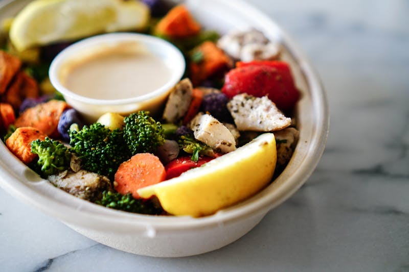 Spicy chicken bowl with chipotle dressing